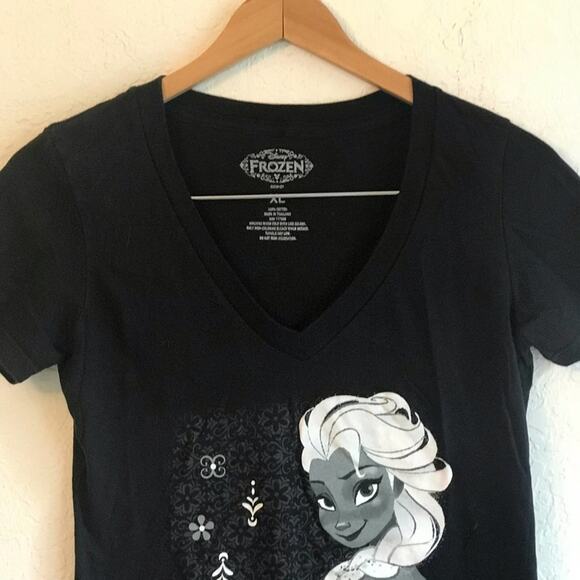 Disney XL Frozen Queen Elsa Let it go black white short sleeve t-shirt casual - Picture 2 of 6